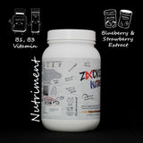 Zacked Nitro WHEY Protein Added Nutriments with Vitamin B1, Vitamin B3, Blueberry & Strawberry Extract.
