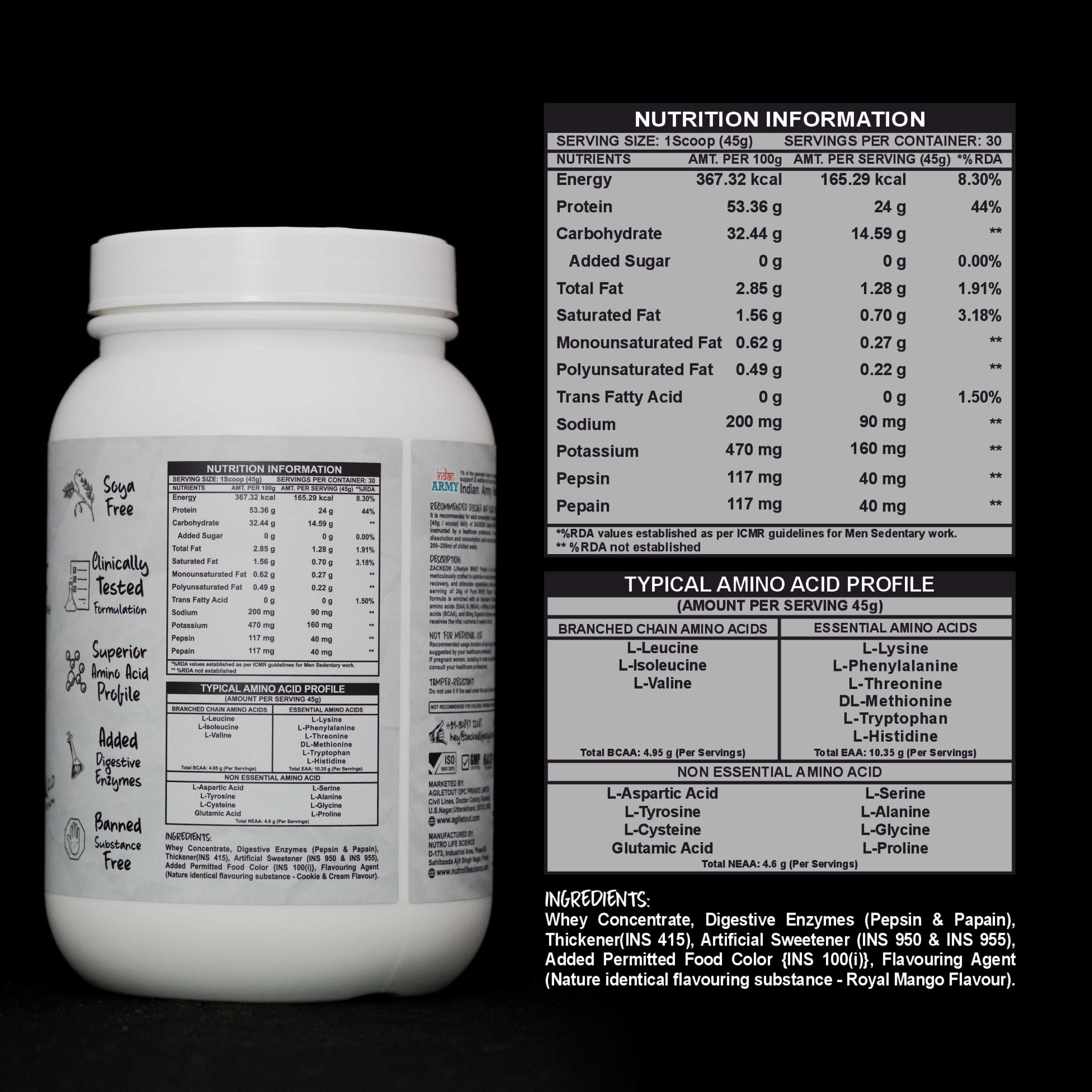 Zacked Whey Concentrate Protein Ingredients 