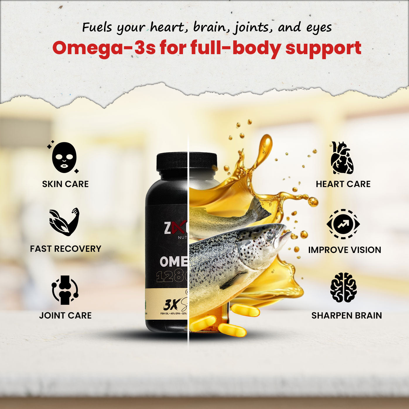 60X3  Zacked Essential Wellness Combo, Omega 3 (1280mg) + Multivitamin Pro + Calcium Citrate (60N Each)