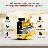 60X3  Zacked Essential Wellness Combo, Omega 3 (1280mg) + Multivitamin Pro + Calcium Citrate (60N Each)